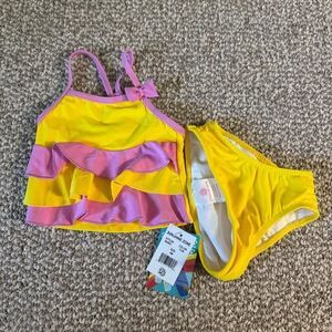 Sunshine Zone Baby Girl 2pc Tankini Swimsuit NWT Yellow Pink Ruffle 6 Months